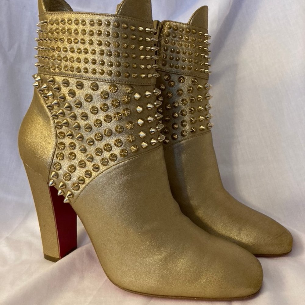 Louboutin Gold Studded Boots